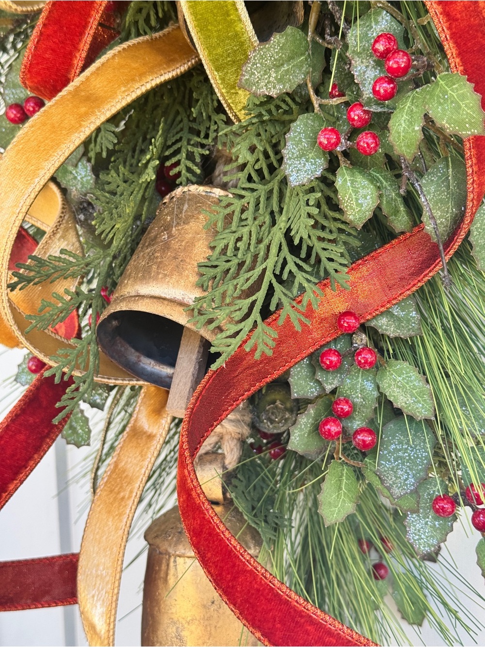 Long Needle Pine, Cedar & Holly Winter Wreath - Picture 4 of 6